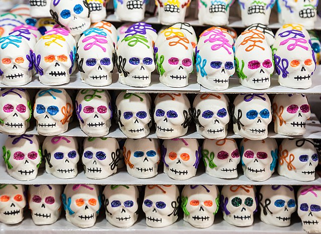 Sugar skulls offered for sale in Mexico.