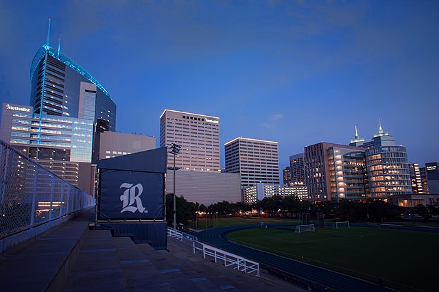 Texas Medical Center at twilight, viewed from Rice University campus