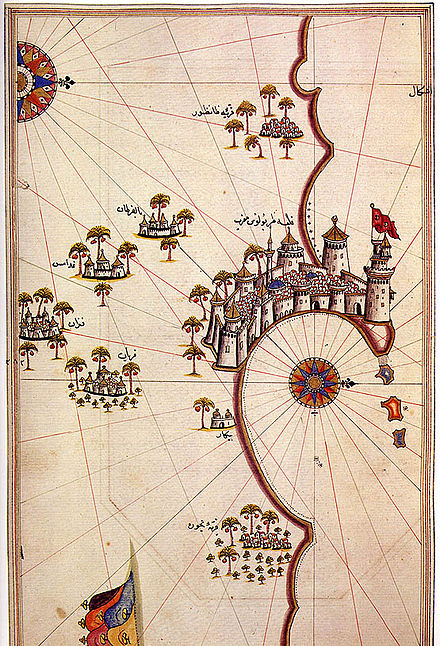 Historical map of Tripoli by Piri Reis