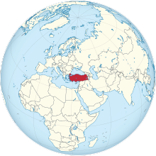 Turkey on the globe (Turkey centered).svg