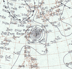颱風莎拉的地面天氣圖像