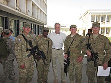 U.S. Senator Jerry Moran with Kansans serving in Afghanistan in April 2011.