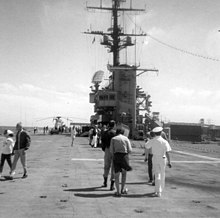 Deck of Guam, while in port in Halifax Harbour in 1969. USSGuam1969.jpg