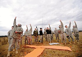 "Black Hats" instruct pathfinder students how to line up a flight path for rotary-wing aircraft US Army Pathfinder School-line up the flight path.jpg