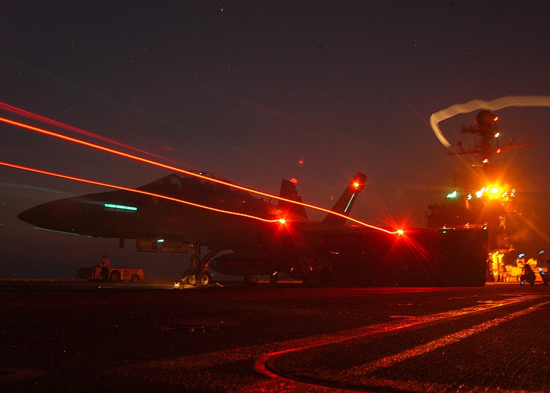 File:US Navy 050919-N-2541H-003 An Aviation Boatswain Mate signals to an F-A-18F Super Hornet that they are clear for launch.jpg