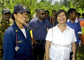 US Navy 070815-N-1752H-174 The Honorable Leslie V. Rowe, U.S. Ambassador to Papua New Guinea, Solomon Islands and Vanuatu, takes a tour of Miak Health Clinic with Lt. Cmdr. Leila Williams US Navy 070815-N-1752H-174 The Honorable Leslie V. Rowe, U.S. Ambassador to Papua New Guinea, Solomon Islands and Vanuatu, takes a tour of Miak Health Clinic with Lt. Cmdr. Leila Williams.jpg