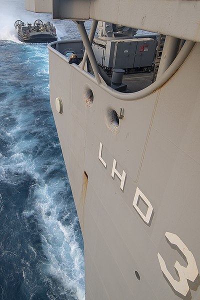 File:US Navy News Photo LCAC-38 approaches the well deck of USS Kearsarge (LHD-3) during a training exercise.jpg