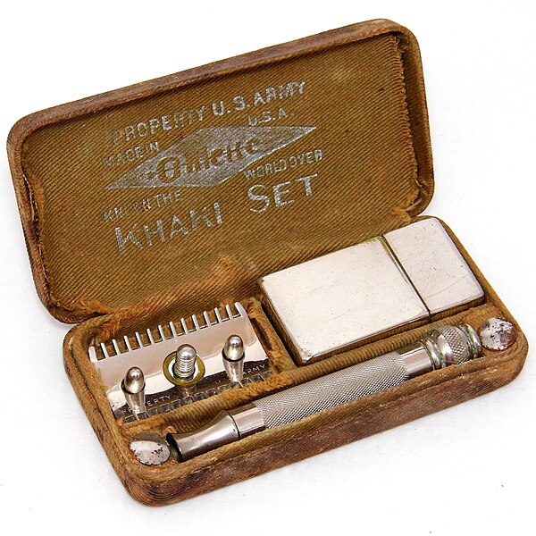 The Khaki Set, the safety razor set produced by Gillette for the U.S. Army during the First World War