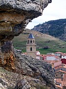 Vista de la torre sobre los tejados del pueblo.