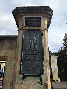 A tablet of W. G. Grace at the Grace Gates of the Bristol County Ground W.G. Grace tablet.jpg