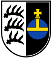 Backnang – In Schwarz ein blauer Reichsapfel mit goldenem Beschlag und Kreuz