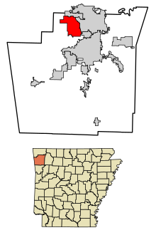 Washington County Arkansas Zonele încorporate și necorporate Tontitown Evidențiat 0569740.svg