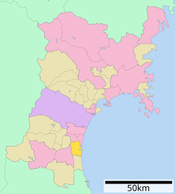 Localização de Watari na Prefeitura de Miyagi