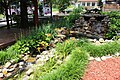 Water feature near a restaurant