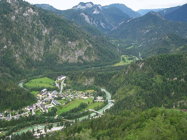 Blick vom Mitterberg auf Wildalpen und die Salza