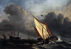 Barcos em Mar Tormentoso (A Rising Gale, 1672), Willem van de Velde, Museu de Arte de Toledo