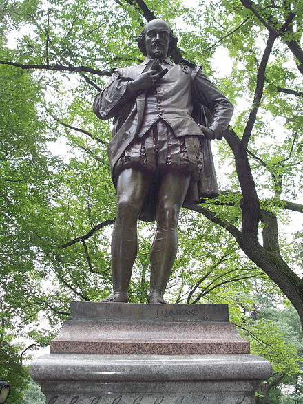 Statue of English national bard William Shakespeare in New York City's Central Park