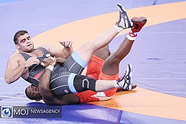 Wrestling at the 2020 Summer Olympics – Men's Greco-Roman 130 kg – Mirzazadeh vs López (26).jpg