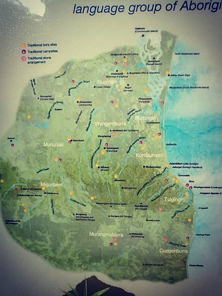 Yugambeh clan map, exhibited at the Yugambeh Museum, as well national park signage at Tamborine, Tallebudgera and Springbrook
