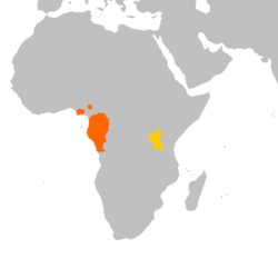 Carte de l'Afrique indiquant les aires de répartition des deux espèces.