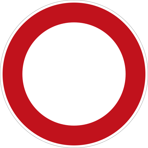 Zeichen 250 - Verbot für Fahrzeuge aller Art, StVO 1992