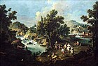 Пейзаж с водопадом и танцующими крестьянами. Ок. 1730. Холст, масло. Галерея Академии, Венеция