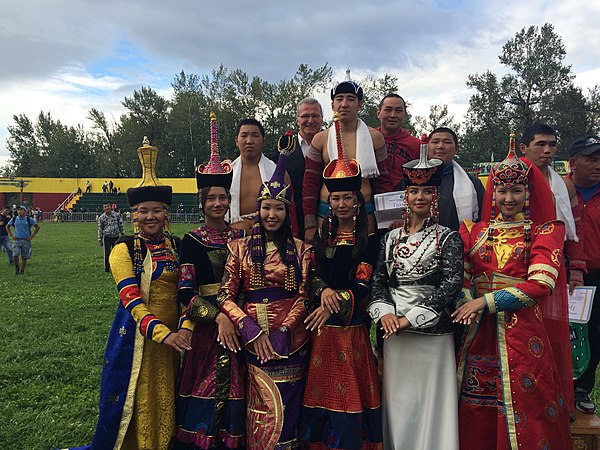 Tuvan men and women in Kyzyl, Tuva.