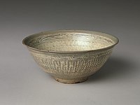 buncheong bowl with tortoiseshell and chrysanthemums decorations