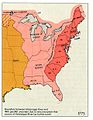Map showing the U.S. states (in red) and Indian territory before Indian Removal started