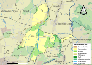 Carte en couleurs présentant l'occupation des sols.