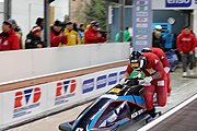 Deutsch: Bob-Europacup 2018/19; Station 1 in Altenberg, 2er-Rennen Nummer 1, Lauf 1 English: Bobsleigh Europe Cup 2018-19 in Altenberg - 2-man Race 1, first run