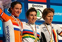 Giorgia Bronzini werd zowel in 2010 als in 2011 wereldkampioen bij de vrouwen.