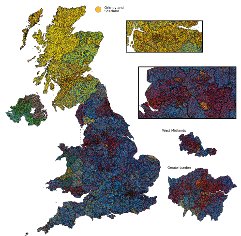 Map Uk Vote Results of the 2015 general election in the United Kingdom: voting distribution per constituency.