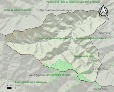 Carte des ZNIEFF de type 1 sur la commune.