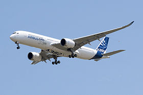 L'A350 lors de son premier vol, le 14 juin 2013.