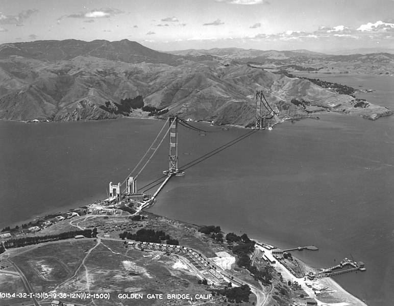 File:Aerial Photograph of the Golden Gate Bridge being Constructed in San Francisco, California - NARA - 7455640.jpg