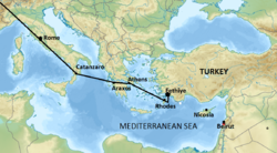 Flight path of AF152 on 2-3 August 1953 AirFranceFlight152.png