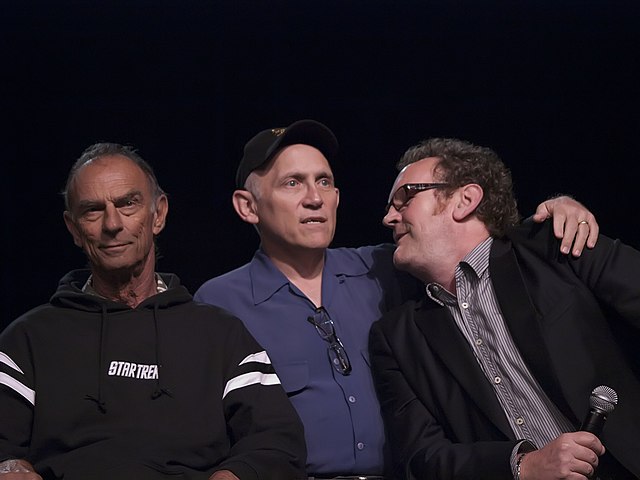Meaney (right) with Star Trek: Deep Space Nine co-stars Marc Alaimo (left) and Armin Shimerman (middle)