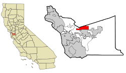 Location of Dublin in Alameda County, California.