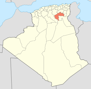 Harta provinciei Biskra în cadrul Algeriei
