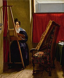Amile-Ursule Guillebaud - Portrait of the artist, seated at her easel.jpg