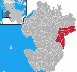 Map of Dithmarschen highlighting Albersdorf