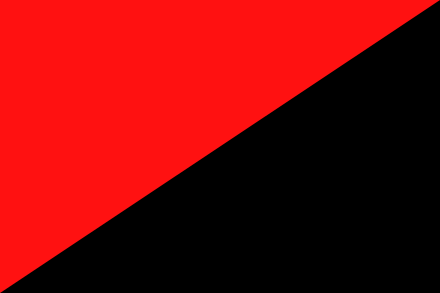 Flag often used by anarcho-syndicalists and anarcho-communists and the flag of Revolutionary Catalonia, a 20th-century example of an anarcho-syndicalist society