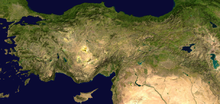 Map of the Anatolian Peninsula, the Asian part of Turkey Anatolia composite NASA.png