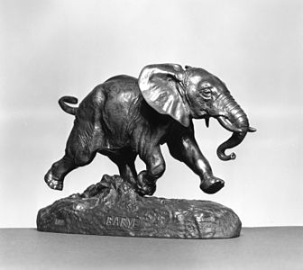 Barye, Éléphant courant, 1855 bronze, Walters Art Museum.