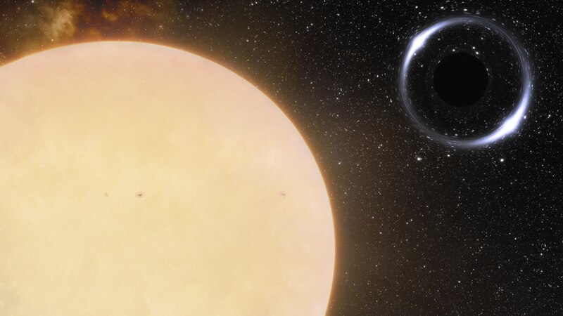 File:Artist’s impression of the closest black hole to Earth and its Sun-like companion star (noirlab2227a).tiff