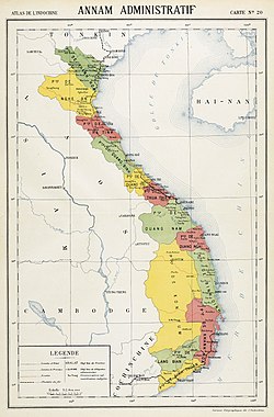 Administrative divisions of the French Protectorate of Annam in 1920.