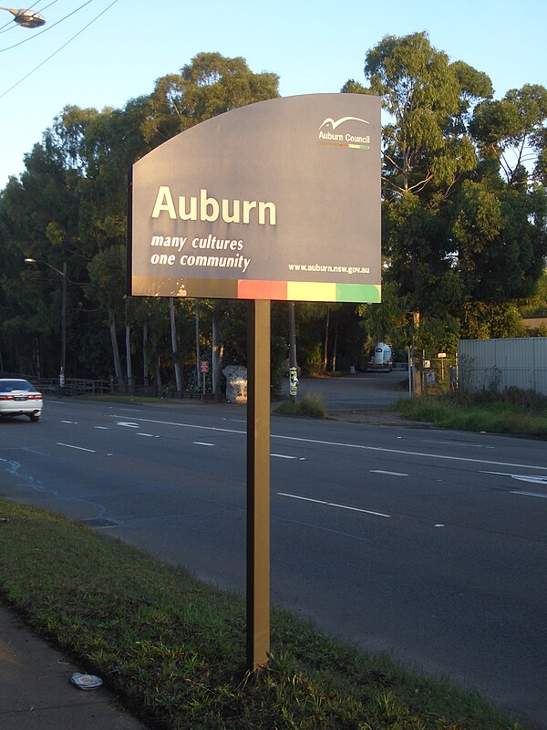 Auburn Council sign, Parramatta Road