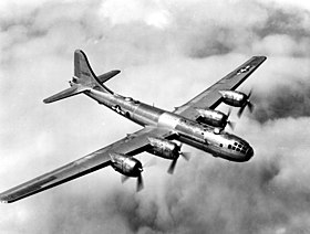 USAAF B-29 Superfortress, a heavy bomber. B-29 in flight.jpg