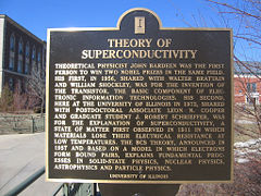 لوح یادبود جان بردین و نظریه ابررسانایی در دانشگاه ایلینوی در اربانا شمپین
